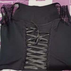 Black Lace-Up Women's Top - Brand Unknown